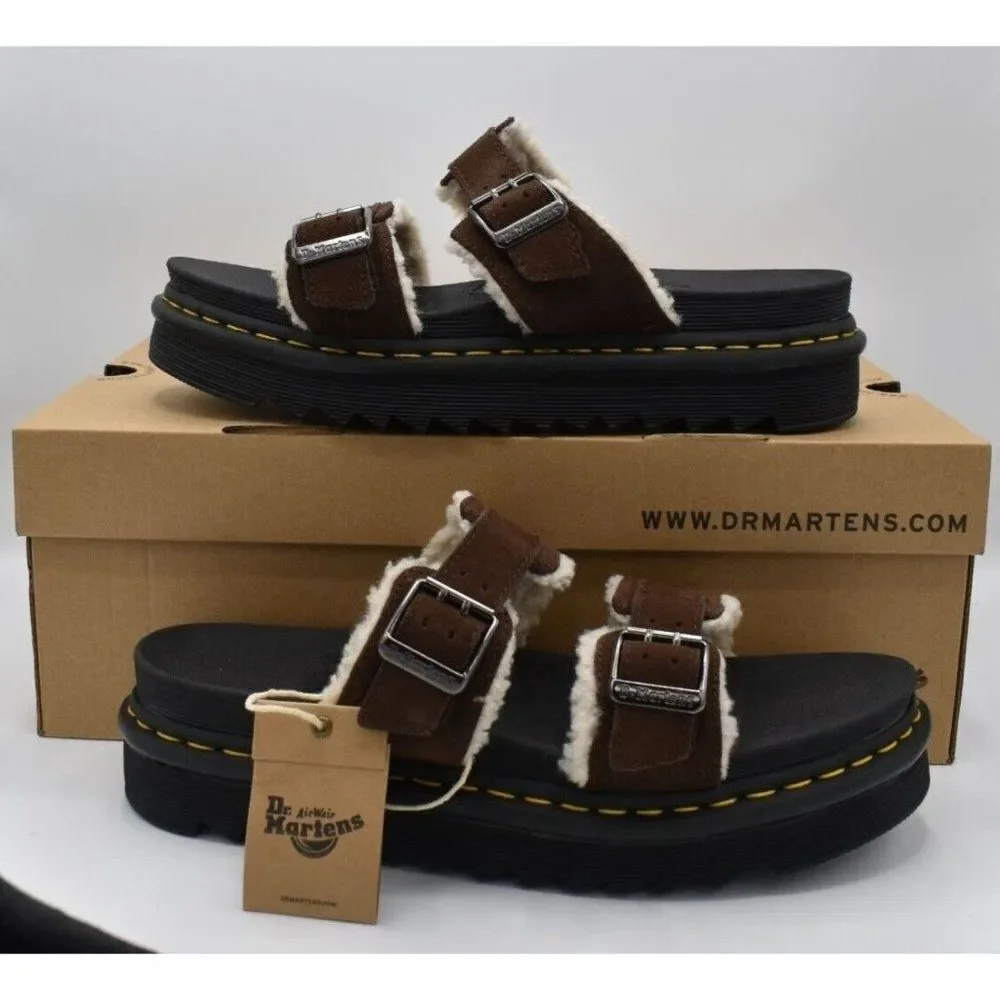 Dr Martens‎ Mens Size 12 Myles Brown Suede Buckle Slide Sandals Shoes